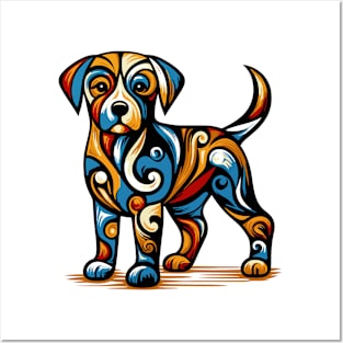 Pop art dog illustration. cubism illustration of a dog Posters and Art